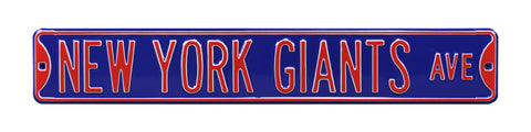 New York Giants Steel Street Sign-NEW YORK GIANTS AVE on Blue