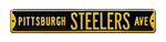 Pittsburgh Steelers Steel Street Sign-PITTSBURGH STEELERS AVE on Black