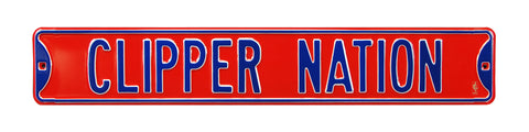 Los Angeles Clippers Steel Street Sign-LA CLIPPER NATION on Red