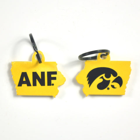 Iowa Hawkeyes-ANF Laser Cut Logo Steel Key Ring-ANF State Shape