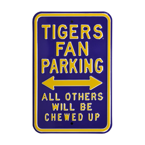 LSU Tigers Steel Parking Sign-Chewed Up