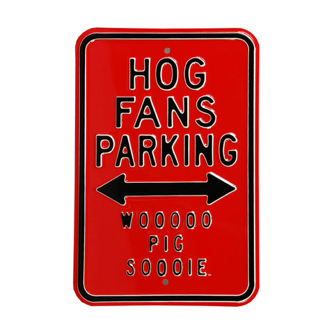 Arkansas Razorbacks Steel Parking Sign-Woo Pig Sooie