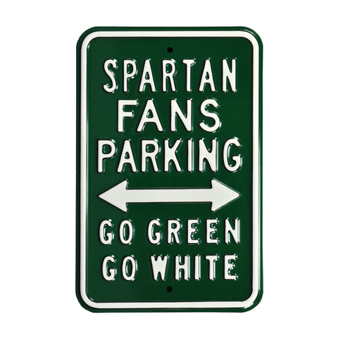 Michigan State Spartans Steel Parking Sign-Go Green Go White