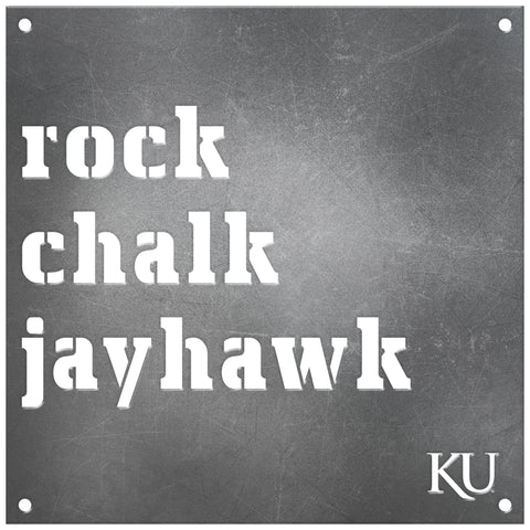 Kansas Jayhawks Laser Cut Raw Steel Sign Spirit Size-ROCK CHALK JAYHAWK