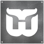 Hartford Whalers Laser Cut Raw Steel Sign Spirit Size-Primary Logo
