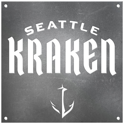 Seattle Kraken Laser Cut Raw Steel Sign Spirit Size-Wordmark Logo