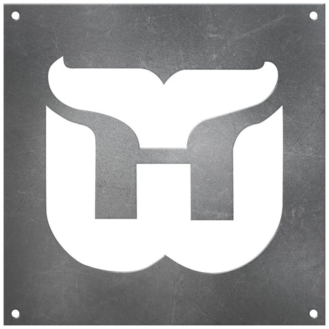 Hartford Whalers Laser Cut Raw Steel Sign Statement Size-Primary Logo
