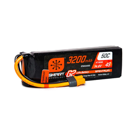 Spektrum SPMX324S50 14.8V 3200mAh 4S 50C Smart G2 LiPo Battery: IC3