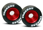 Traxxas 5186 Rubber Tires Red-Anodized Aluminum Wheelie Bar Wheels