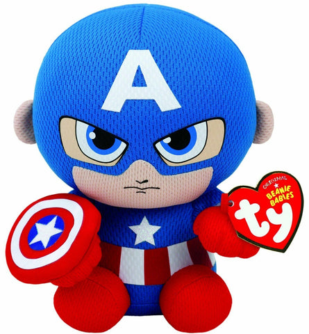 Captain America Marvel TY Beanie Boos Plush stuffed animal 6" Small New with Tag