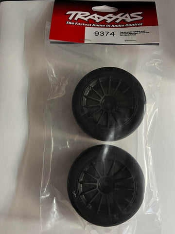 Traxxas 9374 Tires and wheels black wheels 2.0' ultra-wide slick front (2)