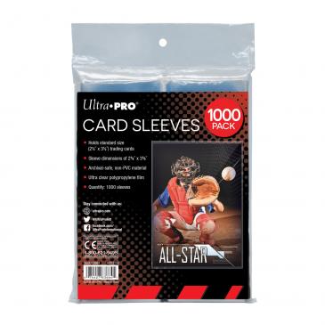 Clear Card Sleeves for Standard Size Trading Cards - 2.5" x 3.5" (1000 count retail pack)