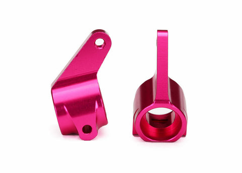 Steering blocks, Rustler/Stampede/Bandit (2), 6061-T6 aluminum (pink-anodized)/ 5x11mm ball bearings (4)