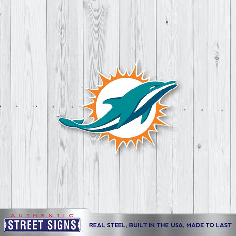 Miami Dolphins Laser Cut Steel Logo Spirit Size Authentic Street Signs 12"