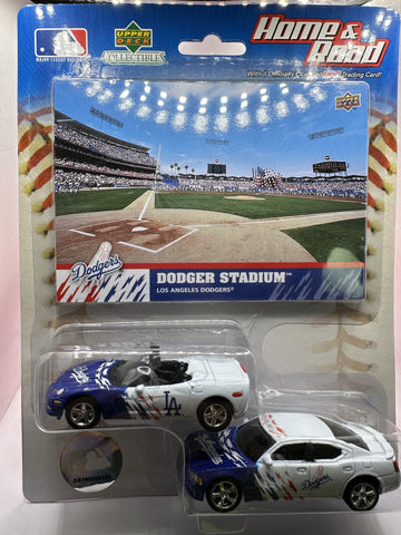 Los Angeles Dodgers Upper Deck Collectibles Home/Road 2 Pk Corvette/Charger 1:64