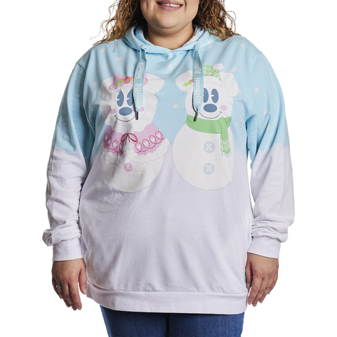 Loungefly Disney Mickey and Minnie Pastel Snowman Unisex Hoodie L-Large