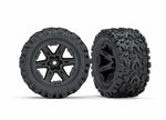 Traxxas 6773 Tires & wheels assembled glued 2.8' RXT black wheels Talon Rustler