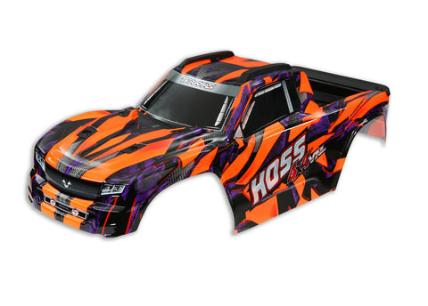 Traxxas Part 9011A Hoss 4x4 VXL Orange graphics are printed Body New in Package