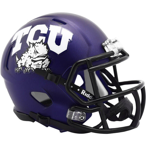 TCU Horned Frogs Satin Purple NCAA Riddell Revolution Speed Mini  Helmet New in Box
