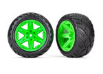 Traxxas 6775G Tires & wheels green Anaconda 2WD electric front 4wd f&r