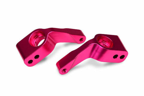 Stub axle carriers, Rustler/Stampede/Bandit (2), 6061-T6 aluminum (pink-anodized)/ 5x11mm ball bearings (4)