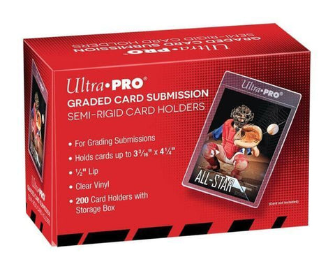 Ultra Pro Graded Card Submission Semi Rigid Card  Holders 1/2 lip 200 per box 3 3/16" x 4 1/4 "