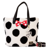Loungefly Disney Minnie Rocks The Dots Sherpa Tote/Crossbody Bag