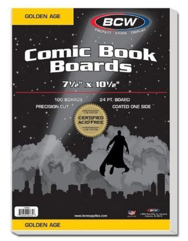 BCW Comic Book Boards Golden 7 1/2 x 10 1/2 (100 per pack)