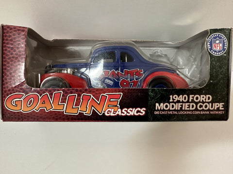 New York Giants Ertl Collectibles NFL 1940 Ford Modified Coupe Coin Bank w/Key 1:24 Toy Vehicle