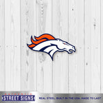 Denver Broncos Laser Cut Steel Logo Spirit Size Authentic Street Signs 12"