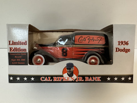 Cal Ripkin Jr. MLB Baltimore Orioles White Rose Collectibles 1936 Dodge Coin Bank 1:24