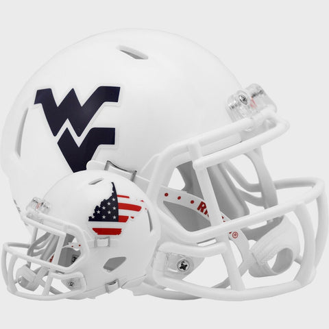 West Virginia Mountaineers NCAA Stars and Stripes Riddell Speed Mini Helmet New in Box