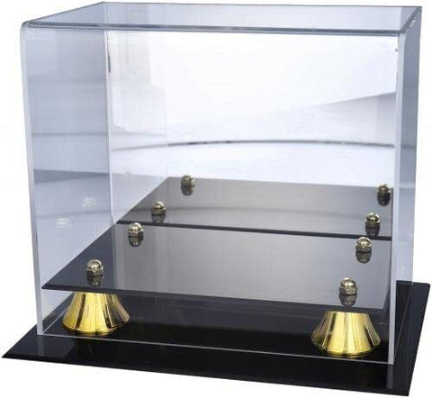 BCW UV Deluxe Acrylic Mirror Back Mini Football Helmet Display Case Gold Riser