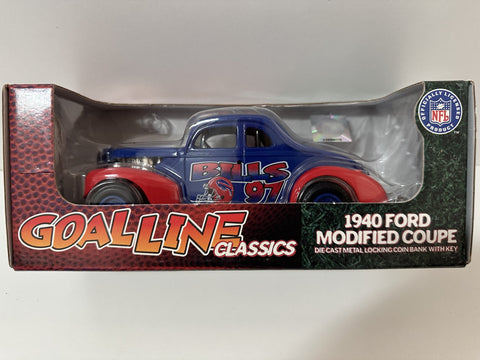Buffalo Bills Ertl Collectibles NFL 1940 Ford Modified Coupe Coin Bank w/Key 1:24 Toy Vehicle