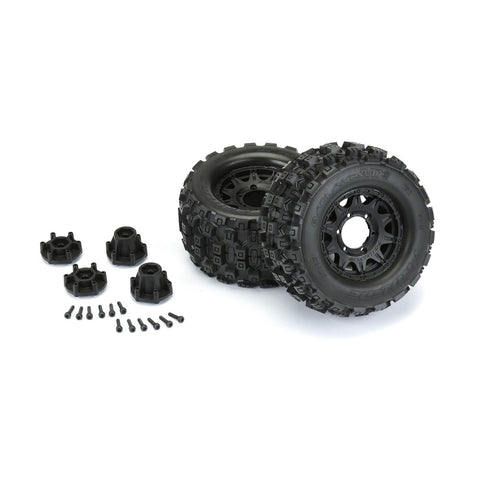 Pro-Line 1012510 Badlands Black Raid Rc Wheels & Tires 2.8" 12mm