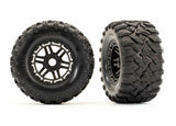 Traxxas Part 8972 Tires wheels assembled glue Black AT 17mm 4x4 Maxx New in Pack