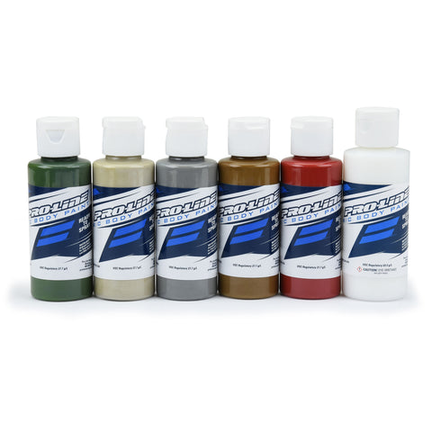 Proline 632304 Pro-Line RC Body Paint Military Color Set (6 Pack) Specially Formulated Water-Based Airbrush Paint