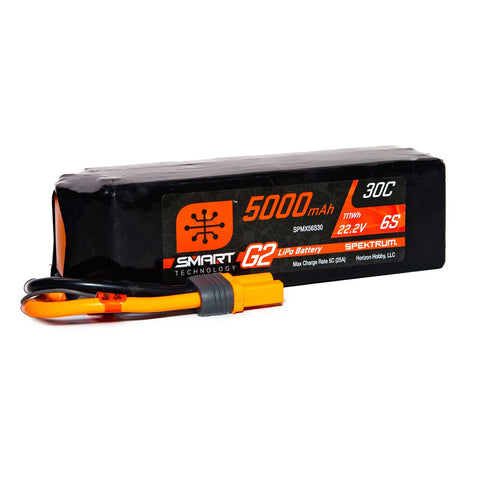 Spektrum SPMX56S30 22.2V 5000mAh 6S 30C Smart G2 LiPo Battery: IC5
