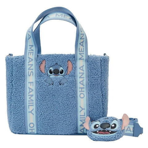 Loungefly Disney Stitch Plush Sherpa Tote Bag With Coin Bag