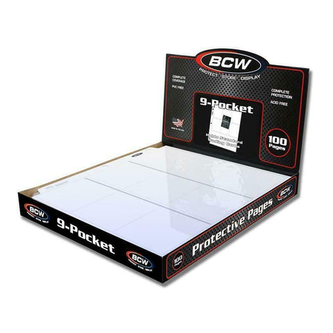 100 BCW 9-POCKET TRADING / BASEBALL CARD PAGES / COUPON BINDER SHEETS
